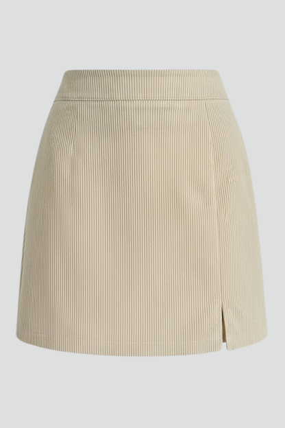 Women's Short Skirt with Zip Closure and Slit Hem