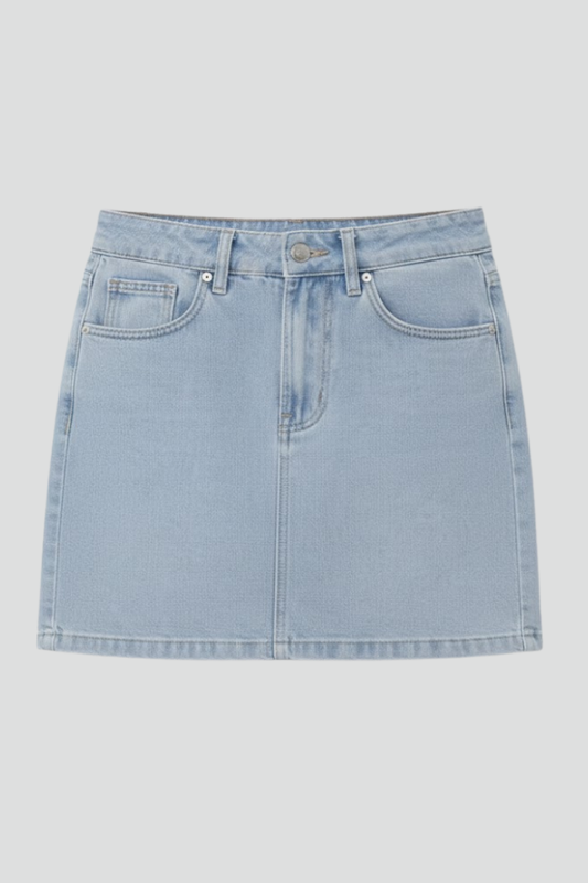 Women's Mini Skirt with Waistband and Front Closure