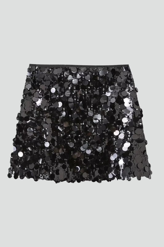 Women's Sequin Skirt with Fitted Cut and Sparkle Surface