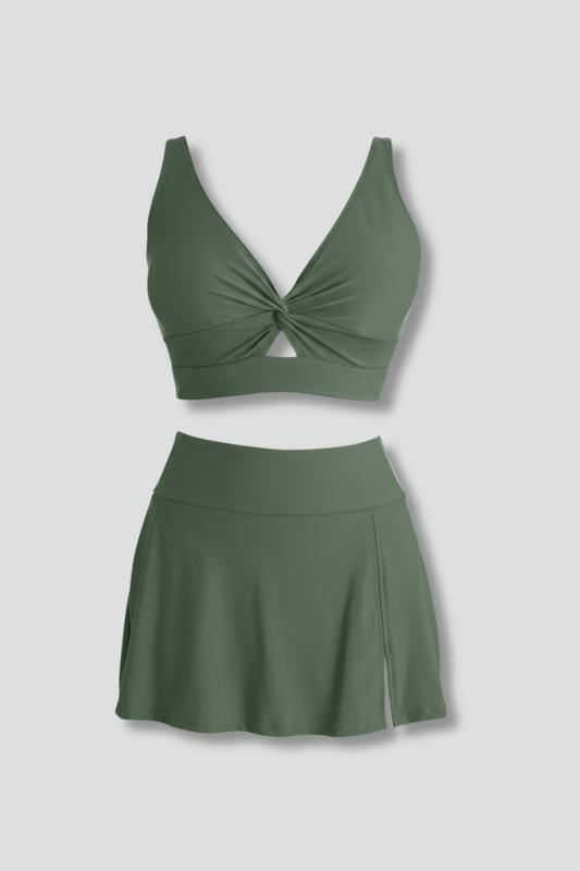Women's Bikini Set with Wrap Top and Skirt