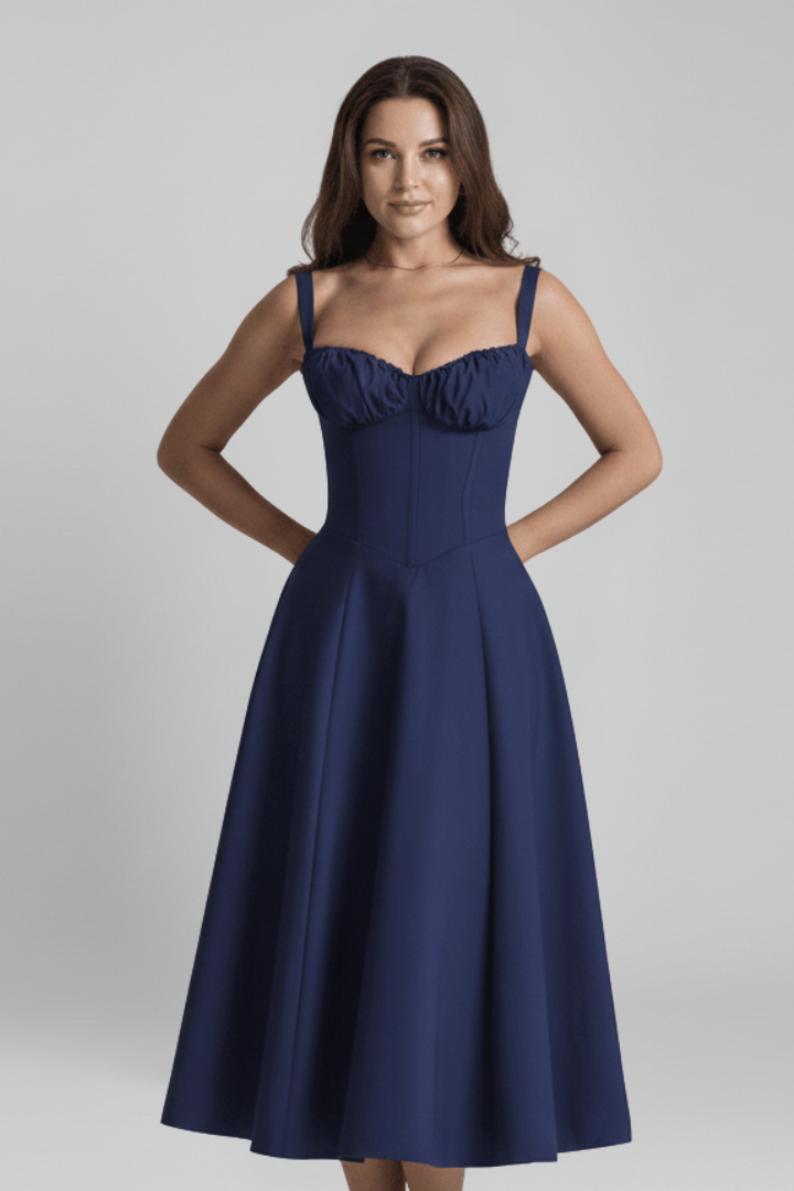 Women's Dress with Corset Bodice and Ruffled Skirt