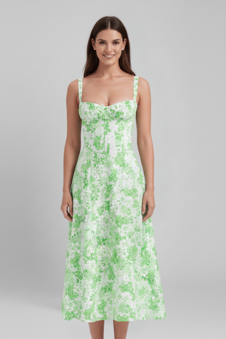 Women's Dress with Corset Bodice and Ruffled Skirt