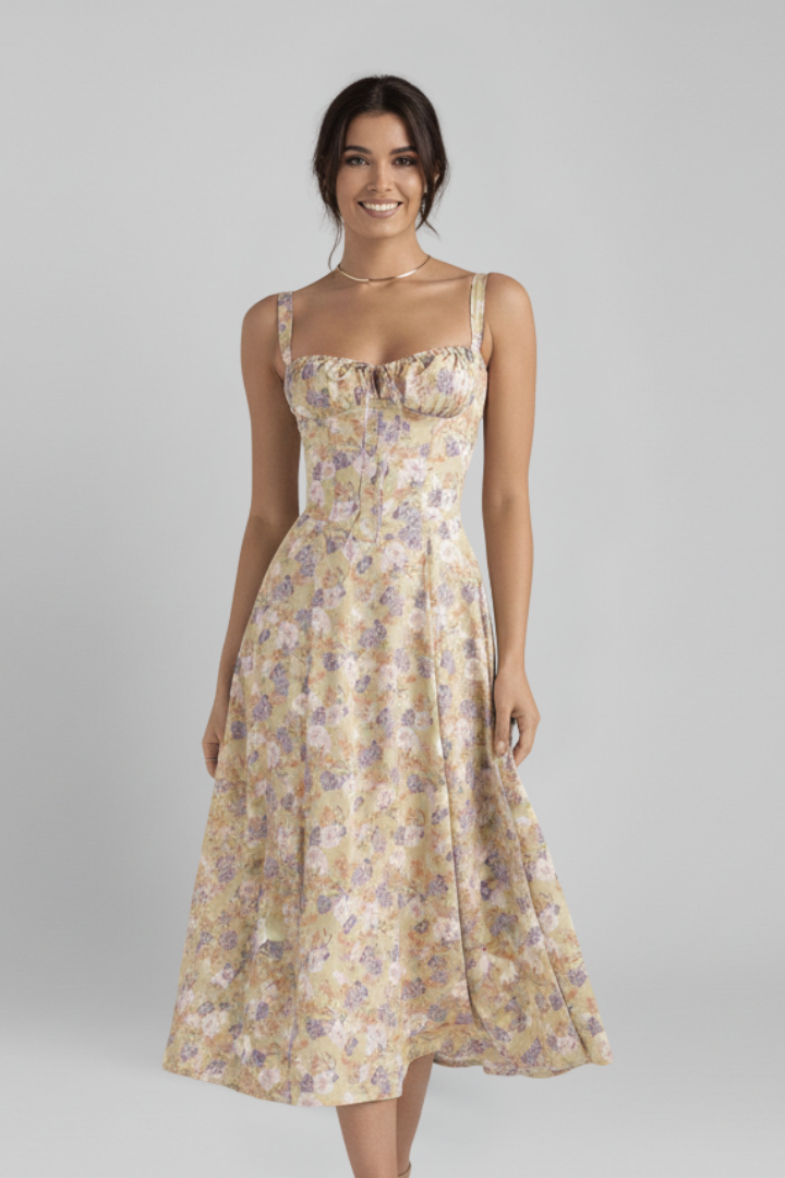 Women's Dress with Corset Bodice and Ruffled Skirt