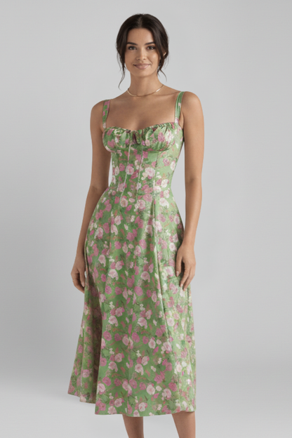 Women's Dress with Corset Bodice and Ruffled Skirt