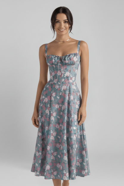 Women's Dress with Corset Bodice and Ruffled Skirt