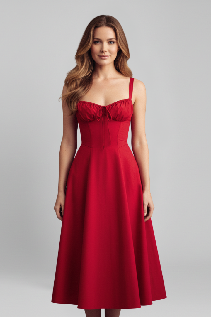 Women's Dress with Corset Bodice and Ruffled Skirt