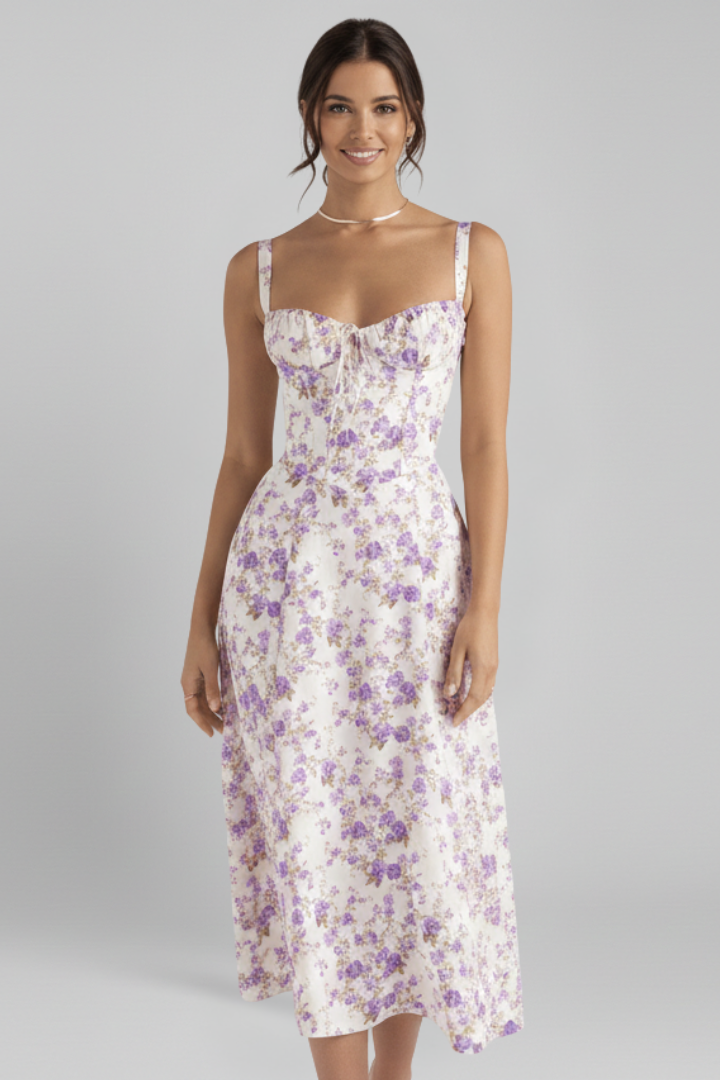 Women's Dress with Corset Bodice and Ruffled Skirt