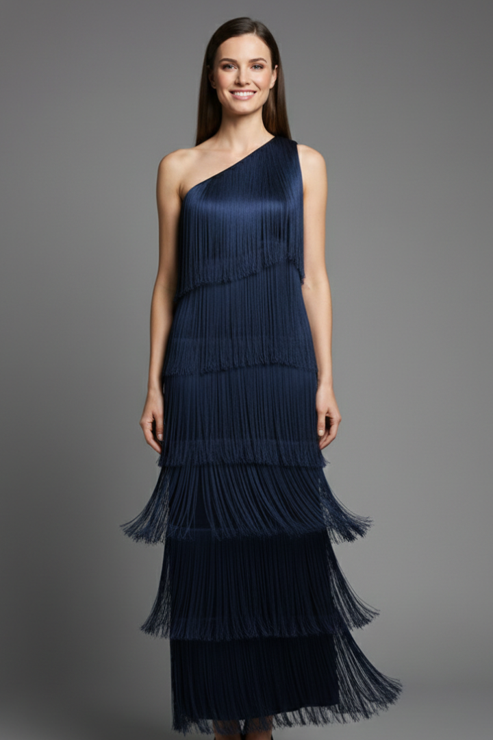 Women's Dress with Fringe Skirt and Sleeveless Cut