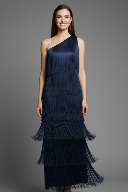 Women's Dress with Fringe Skirt and Sleeveless Cut