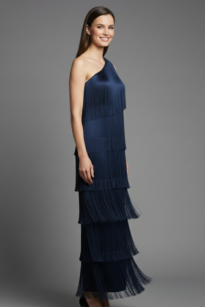 Women's Dress with Fringe Skirt and Sleeveless Cut