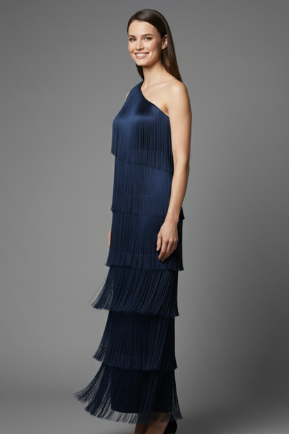 Women's Dress with Fringe Skirt and Sleeveless Cut