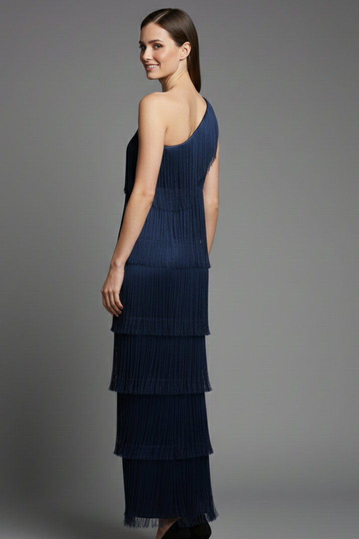 Women's Dress with Fringe Skirt and Sleeveless Cut