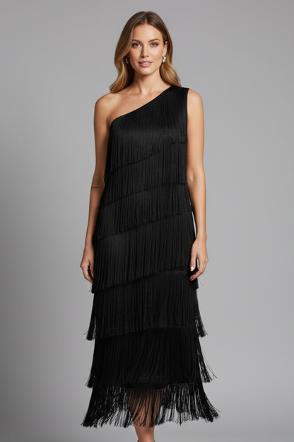 Women's Dress with Fringe Skirt and Sleeveless Cut