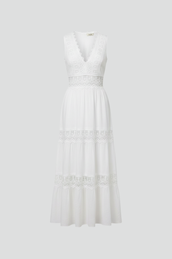 Women's Dress with Lace Appliques and Tiered Skirt