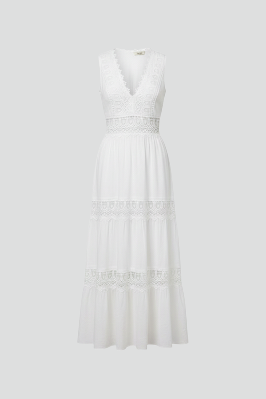 Women's Dress with Lace Appliques and Tiered Skirt