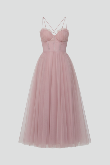 Women's Dress with Strapless Bodice and Tulle Skirt