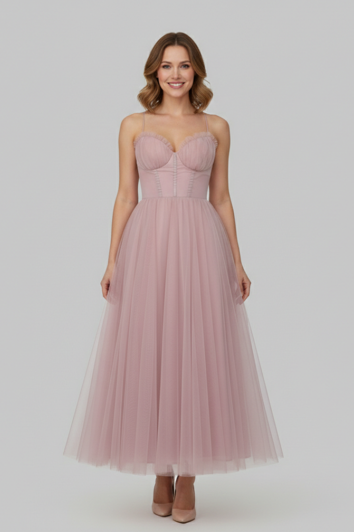 Women's Dress with Strapless Bodice and Tulle Skirt