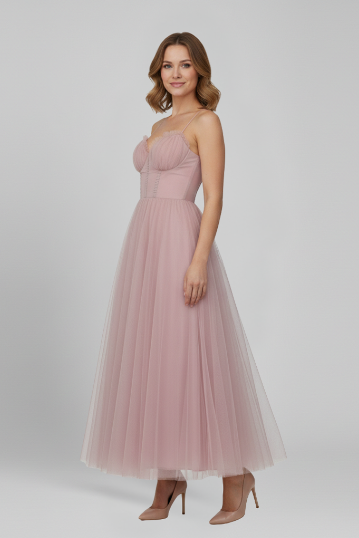 Women's Dress with Strapless Bodice and Tulle Skirt