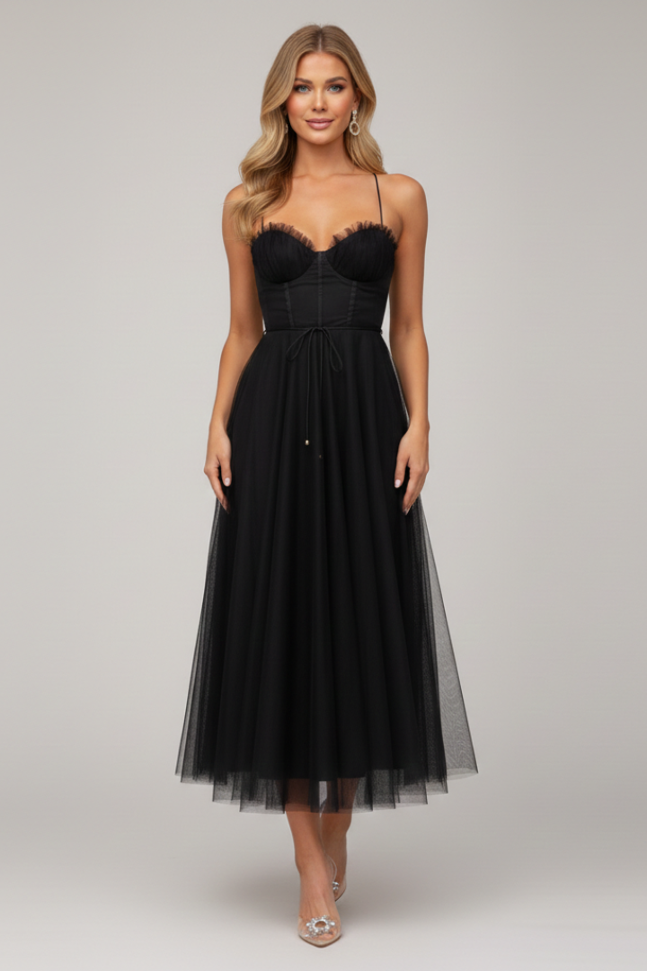 Women's Dress with Strapless Bodice and Tulle Skirt