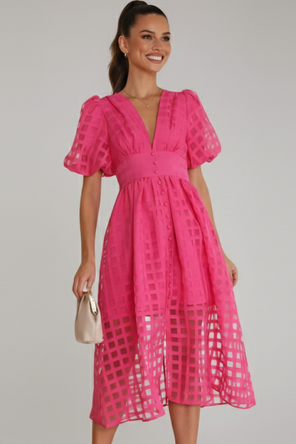 Women's Dress with V-Neckline and Lace Skirt