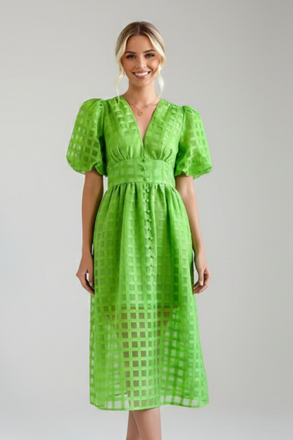 Women's Dress with V-Neckline and Lace Skirt