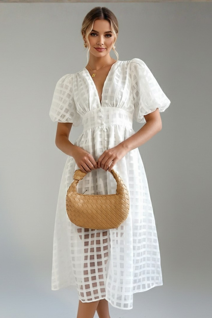 Women's Dress with V-Neckline and Lace Skirt