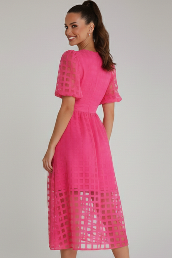 Women's Dress with V-Neckline and Lace Skirt