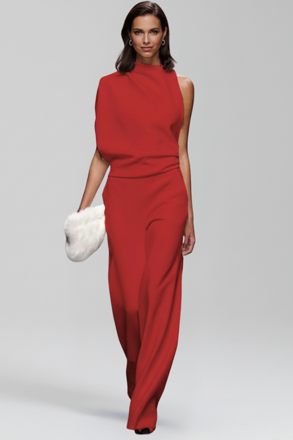 Women's Jumpsuit with One Shoulder and Wide Legs