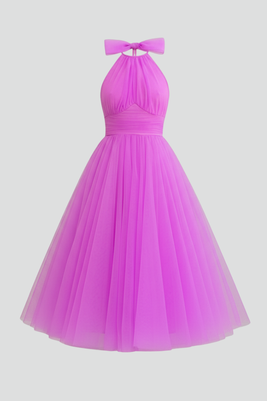 Women's Maxi Dress with Halter Neck and Layered Skirt