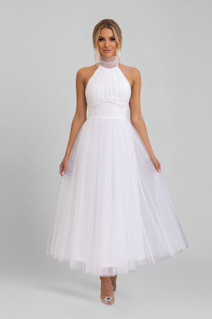 Women's Maxi Dress with Halter Neck and Layered Skirt