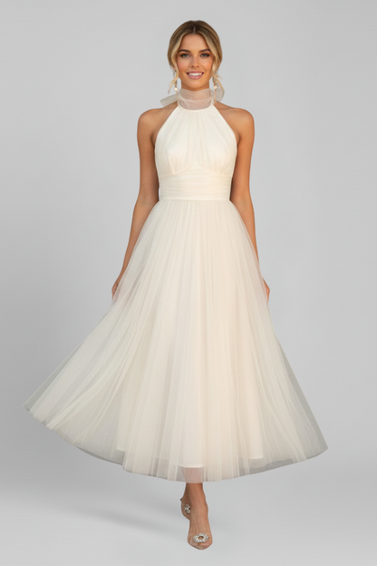 Women's Maxi Dress with Halter Neck and Layered Skirt