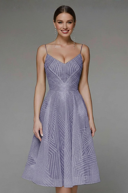 Women's Midi Dress with Spaghetti Straps and A-Line Skirt