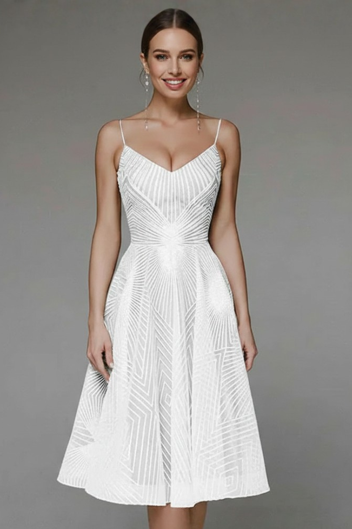 Women's Midi Dress with Spaghetti Straps and A-Line Skirt