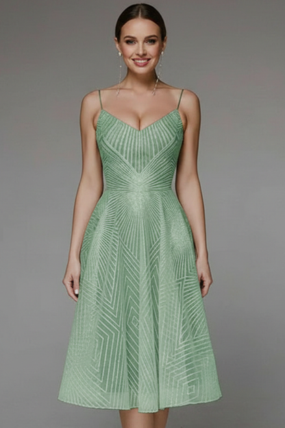 Women's Midi Dress with Spaghetti Straps and A-Line Skirt