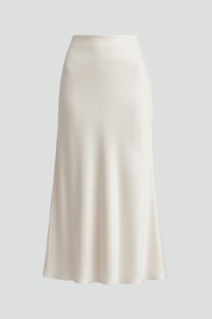 Women's Midi Skirt with High Waist and Draped Cut