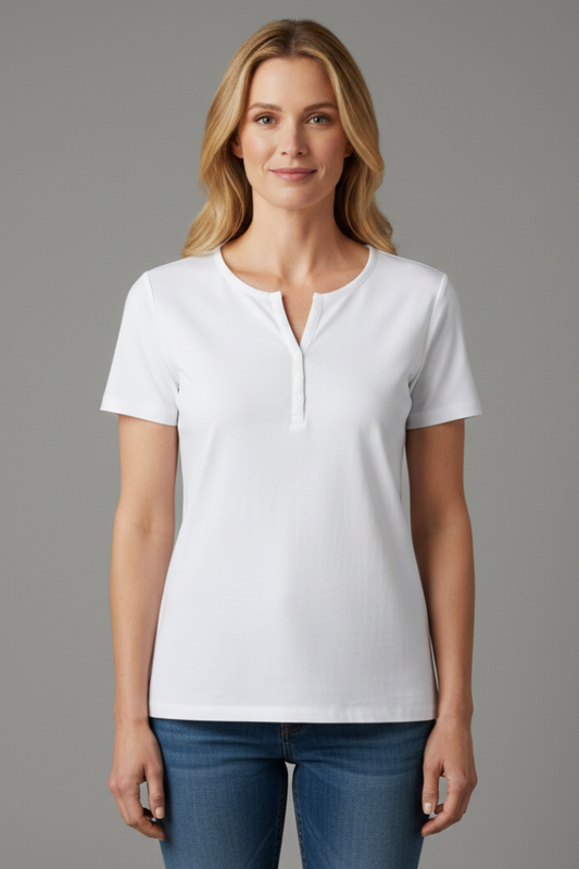 Women's T-shirt with V-neckline and short sleeves