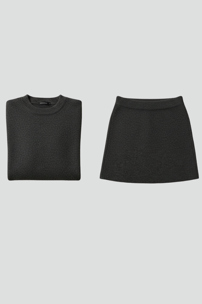 Women's Two-Piece Set with Sweater and Skirt