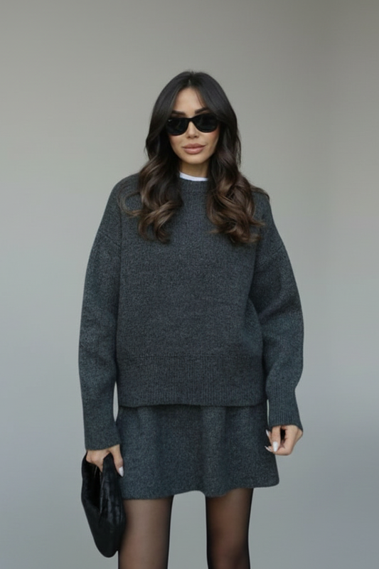 Women's Two-Piece Set with Sweater and Skirt