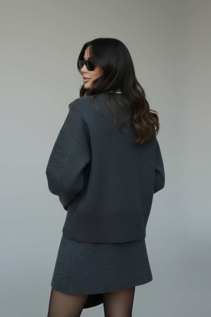 Women's Two-Piece Set with Sweater and Skirt