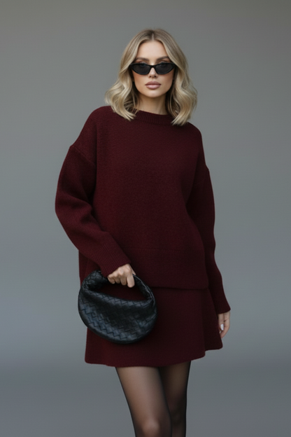 Women's Two-Piece Set with Sweater and Skirt